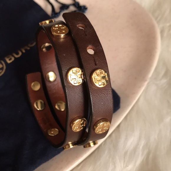 Tory Burch Double Wrap Leather Bracelet Brown & Gold. - Picture 7 of 8